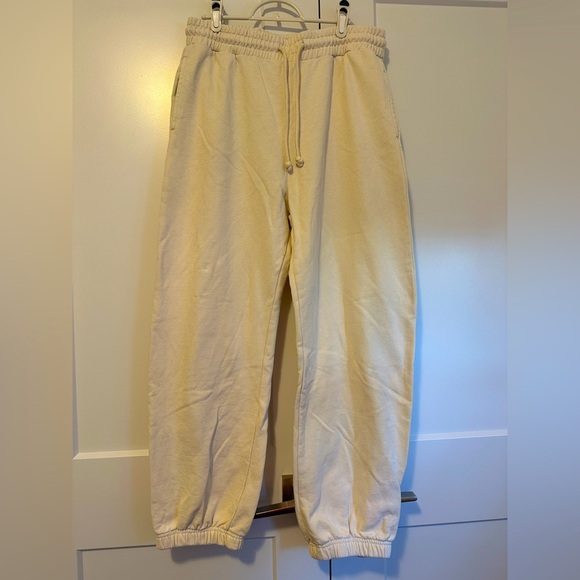 Zara Ecru Cream Jogger Sweatpants Size Large Womens - Picture 1 of 11
